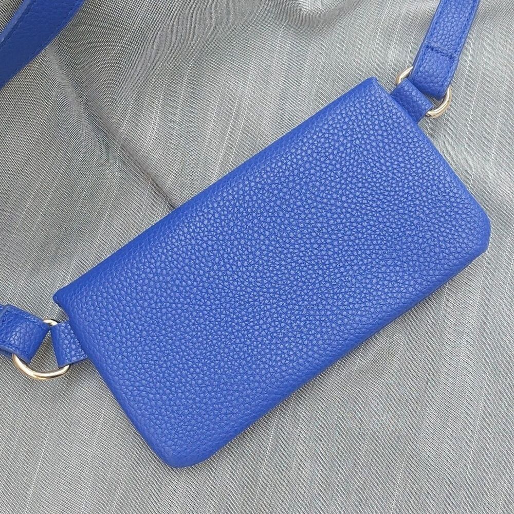 Escada Fragrances Bag Blue Indigo Pebbled Faux Leather Mini Shoulder Purse NWOT - Picture 5 of 8